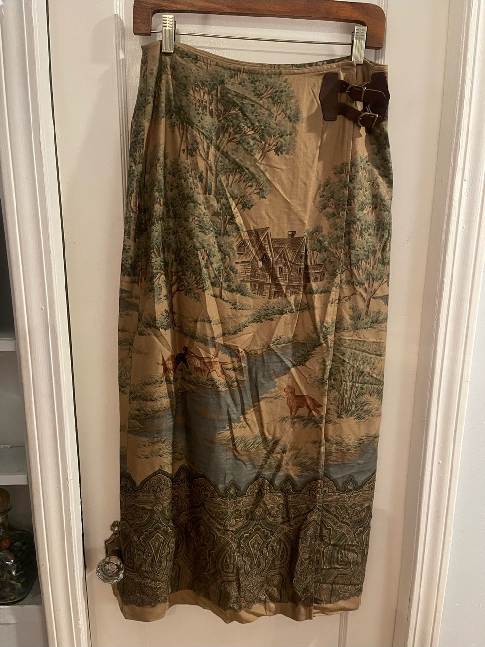 Vtg Lauren Ralph Lauren Balmoral Country Scene Wrap Skirt